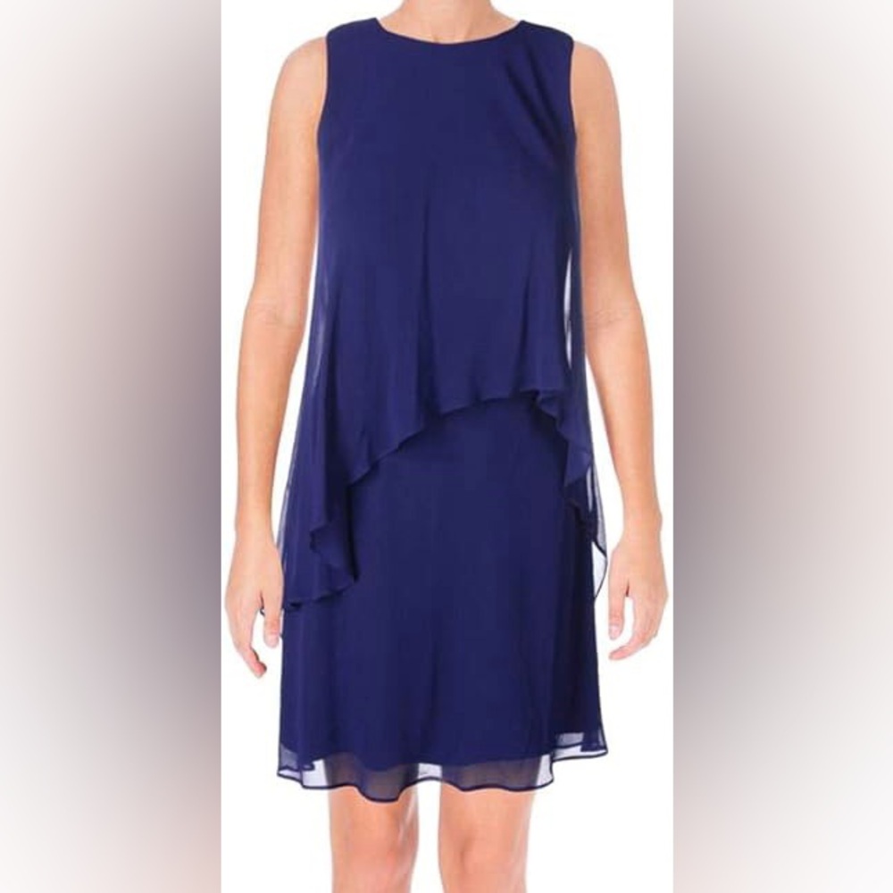 LAUREN RALPH LAUREN Women Elegant Blue Dress.Size 2 Dark Blue Color Sleeveless
